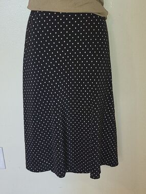 Kate Hill Black Midi Skirt with White Polka Dots
